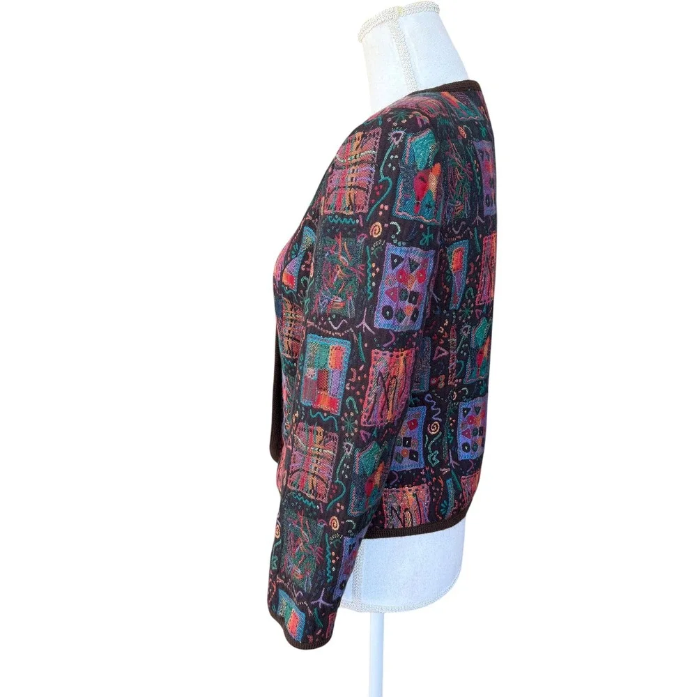 Miss Hardy Amies London Vintage Abstract Tapestry Blazer Jacket Multi Color Sz 9